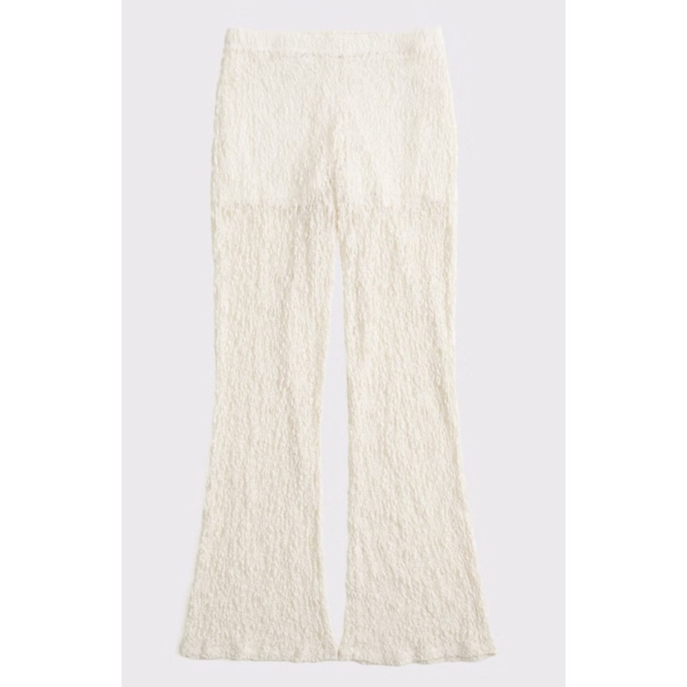 Abercrombie A&F Womens High Rise Knit Lace Sheer Pants Lined Cream Size XS